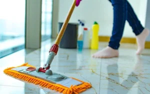 mopping on marble floor